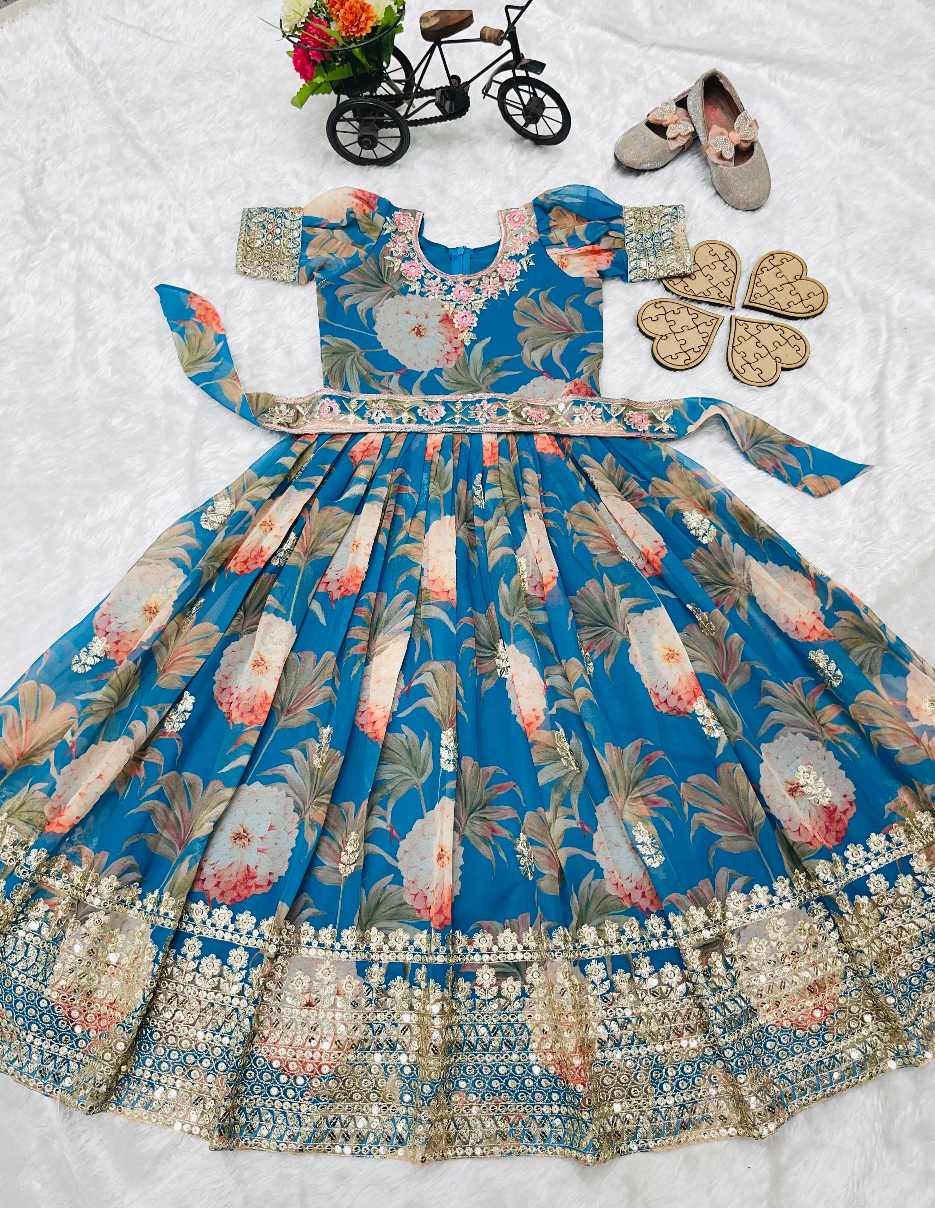 New Designer Heavy Fox Georgette Gown OC-152 Blue