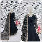 New Designer Heavy Fox Georgette Gown OC-169 Black