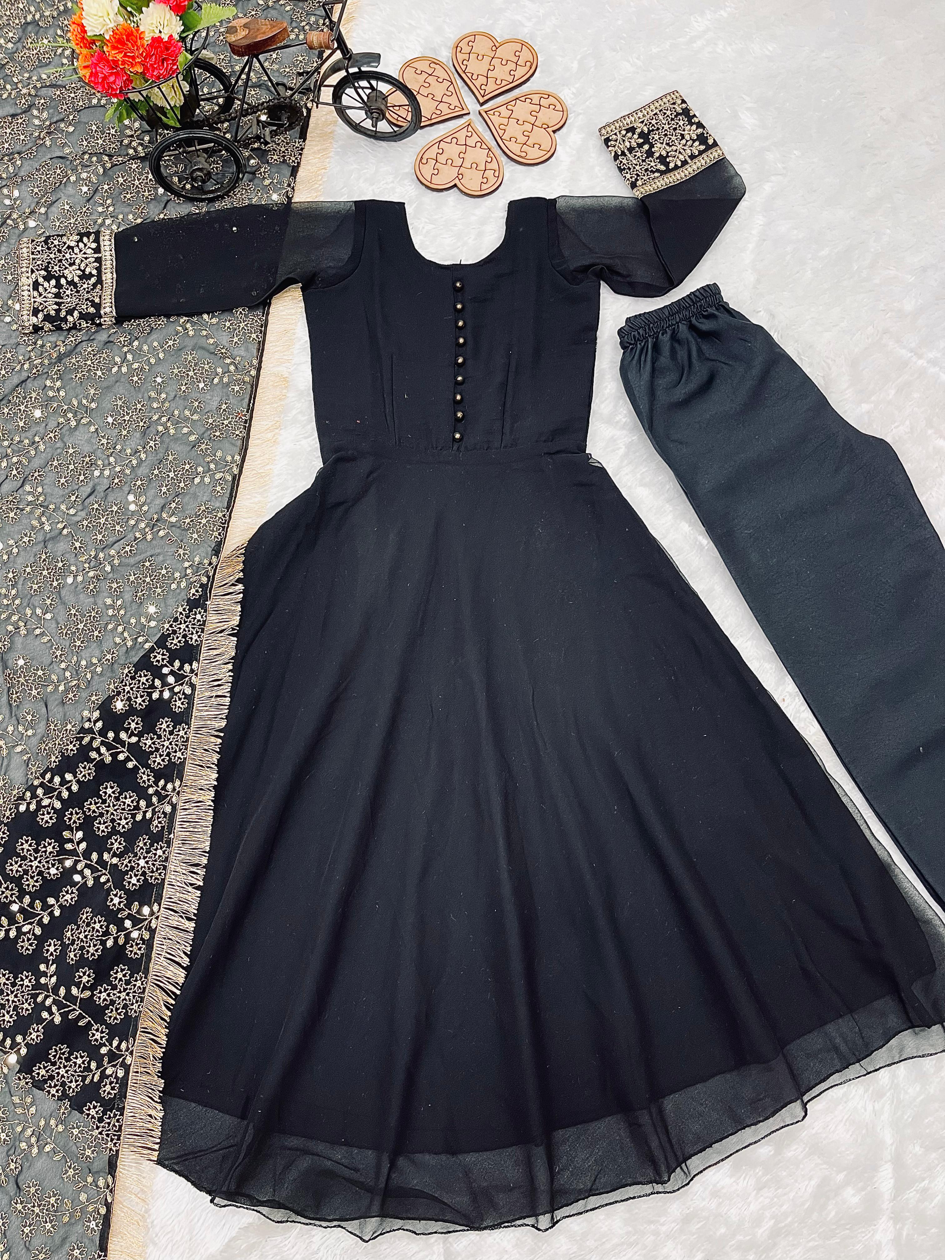 New Designer Heavy Fox Georgette Gown OC-169 Black