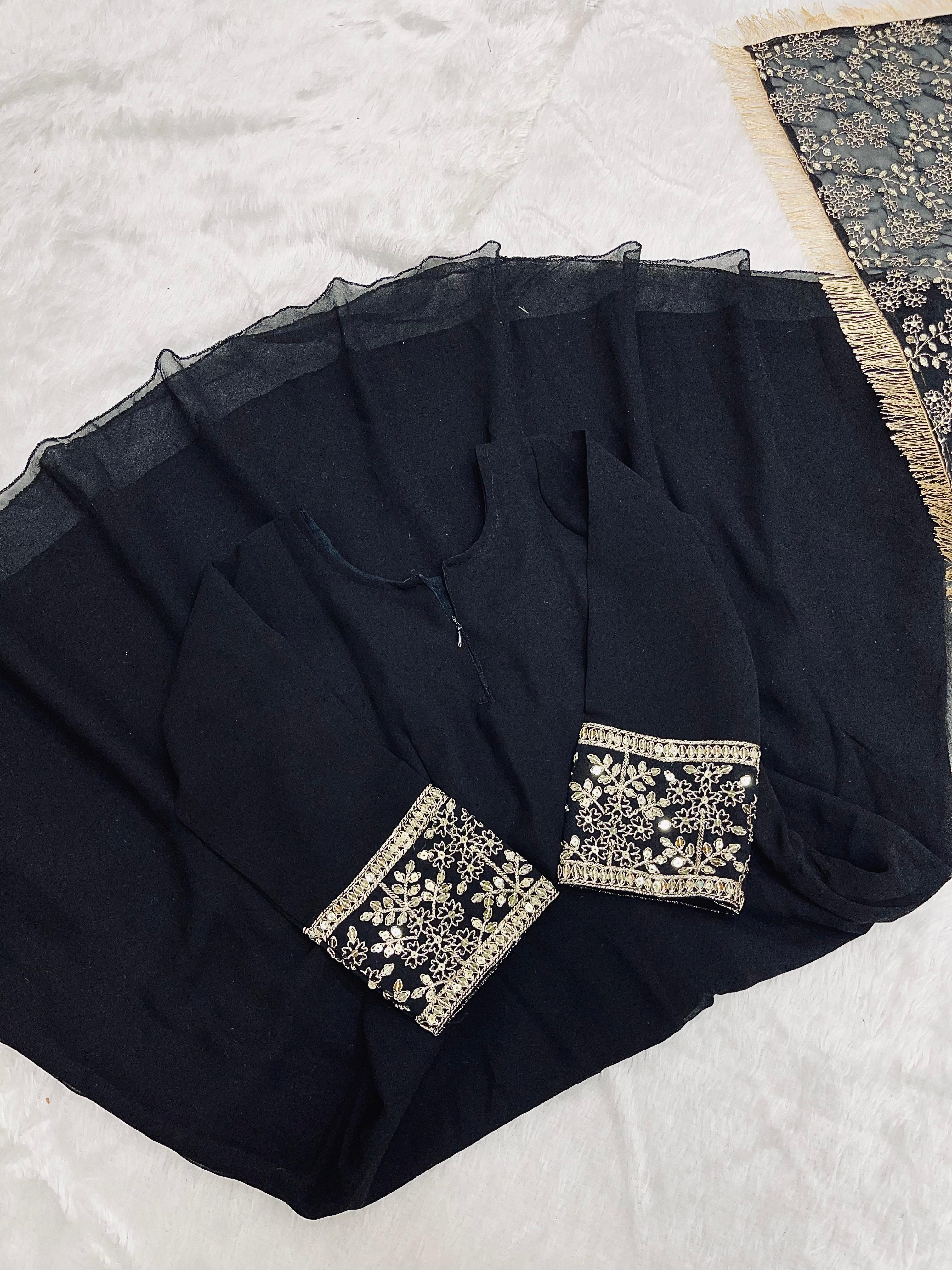 New Designer Heavy Fox Georgette Gown OC-169 Black