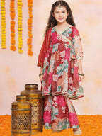 Mishti  Maroon Reyon Anarkali  Kurt Set
