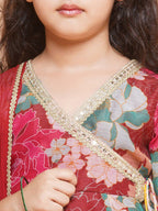 Mishti  Maroon Reyon Anarkali  Kurt Set