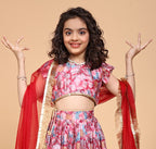 Solina Pink Chinon Printed Gota Lace Lehenga Choli Set