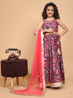 Islay Sleeve lace Printed Girls Lehenga Choli Set