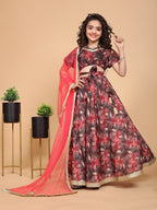 Elira Maroon Printed Girls Lehenga Choli Set
