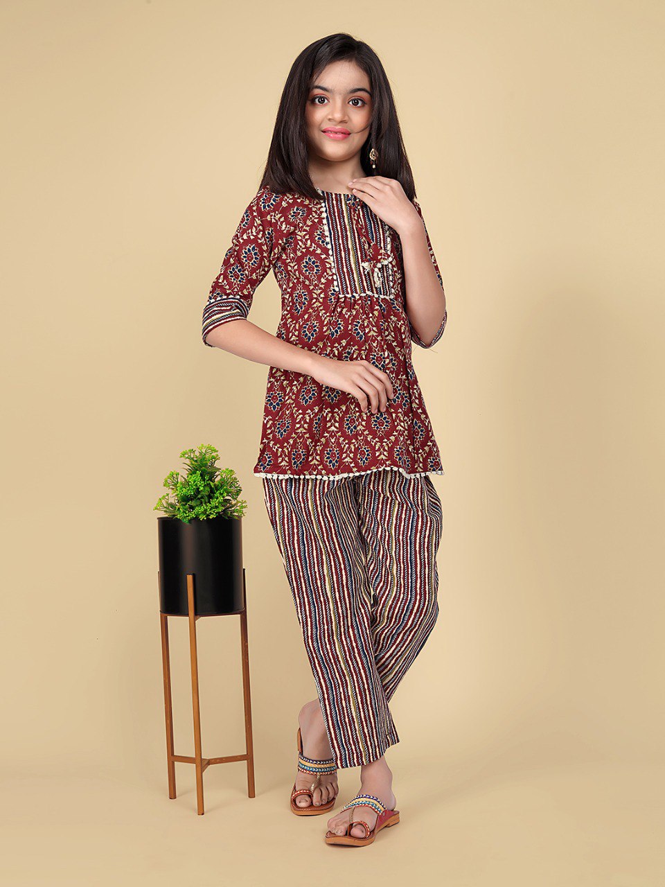 Vaidehi Maroon PolyCotton  Suit Set
