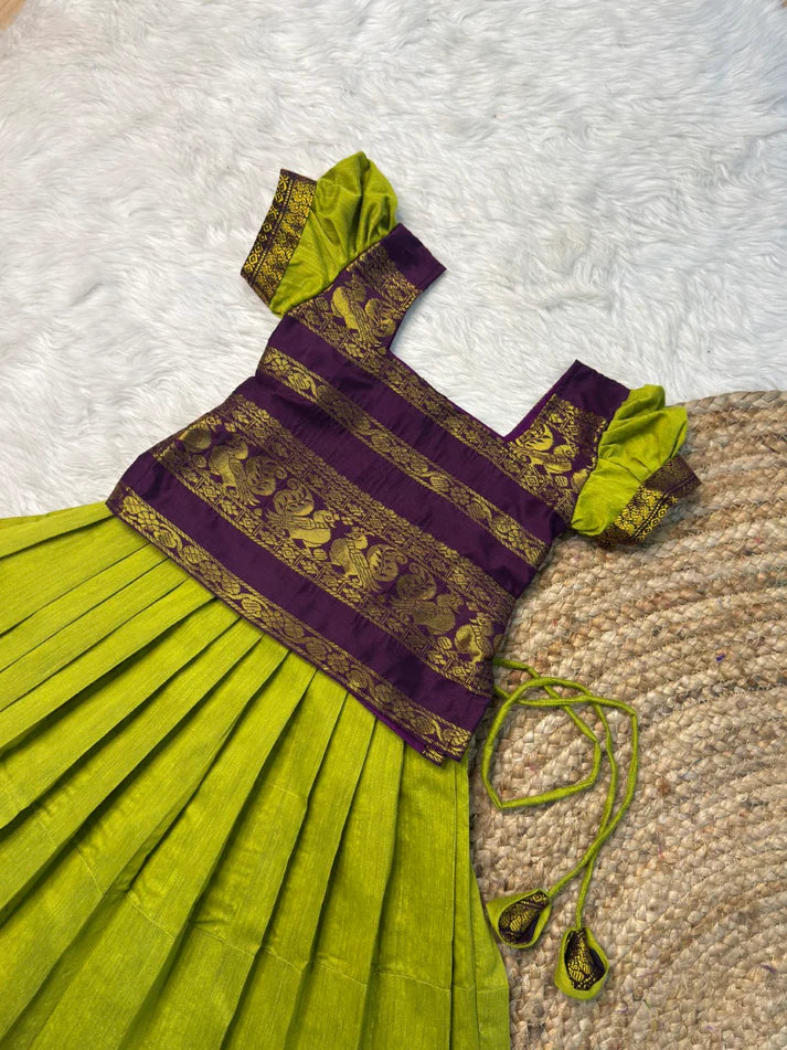 Traditional Green & Purple Lehenga Set
