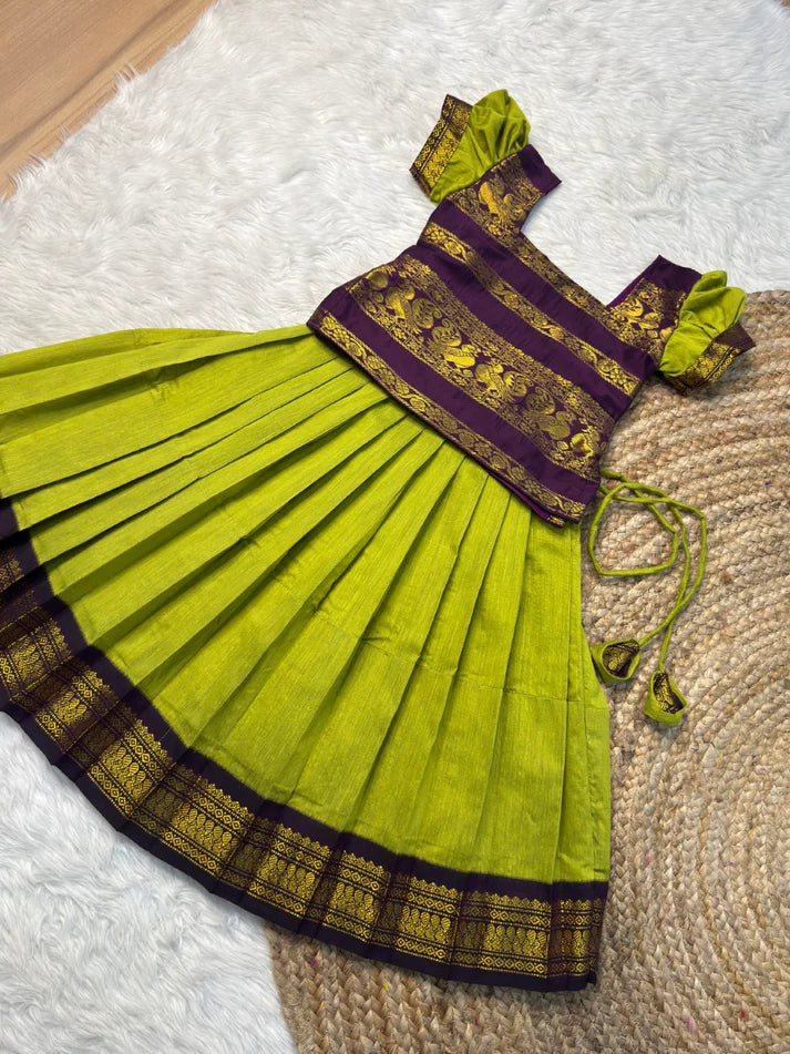 Traditional Green & Purple Lehenga Set