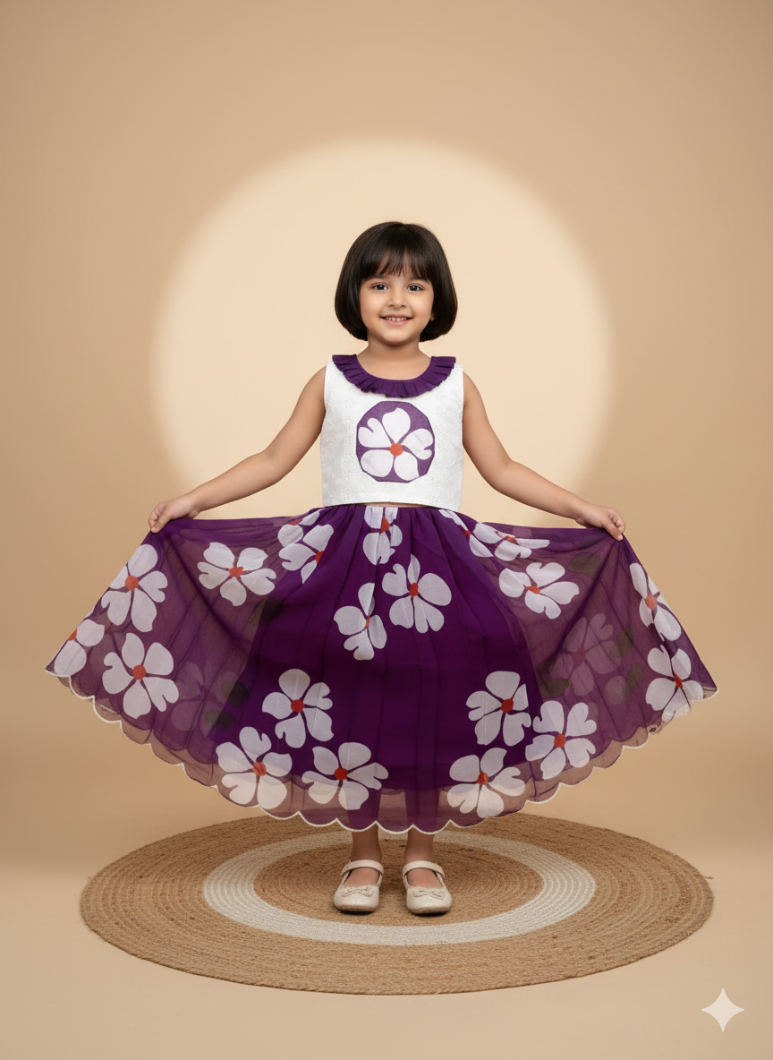Pure Georgette With Sifali Work Kids Lahenga Choli