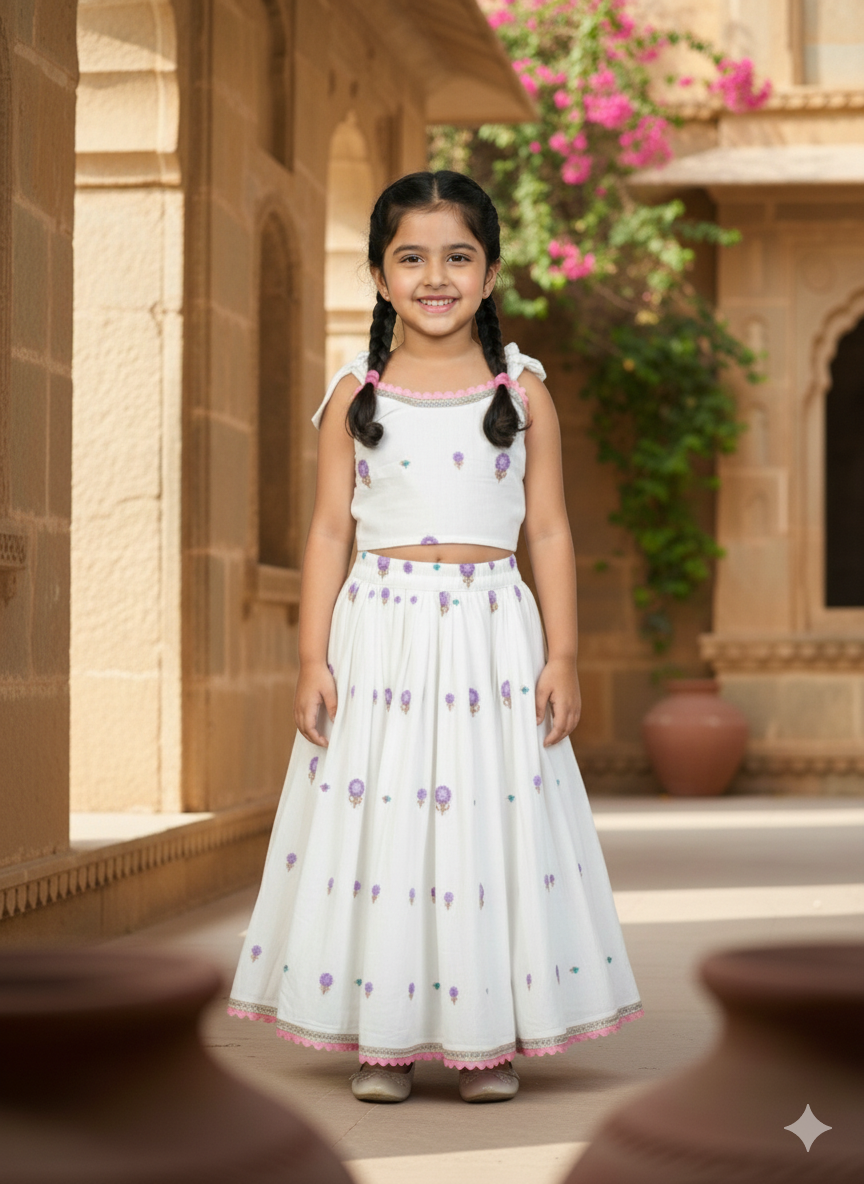 Trending Embroidery Work On Cotton Fabric Skirt Top