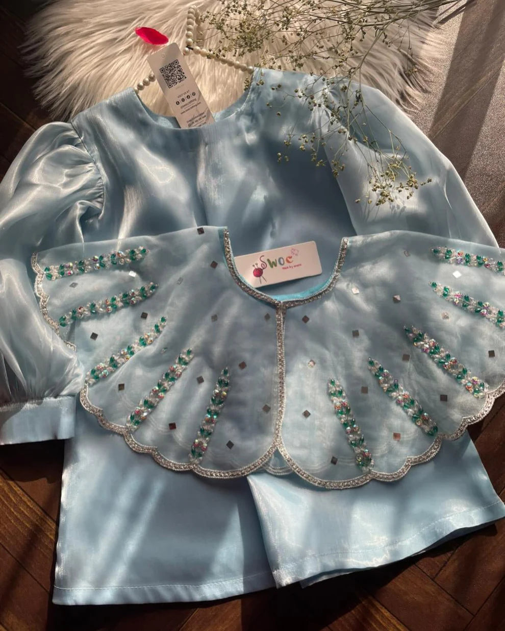 Aaira Organza Cape Top Set