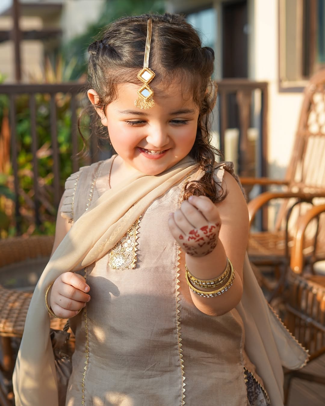 Meher Royal Beige Designer Gharara Set