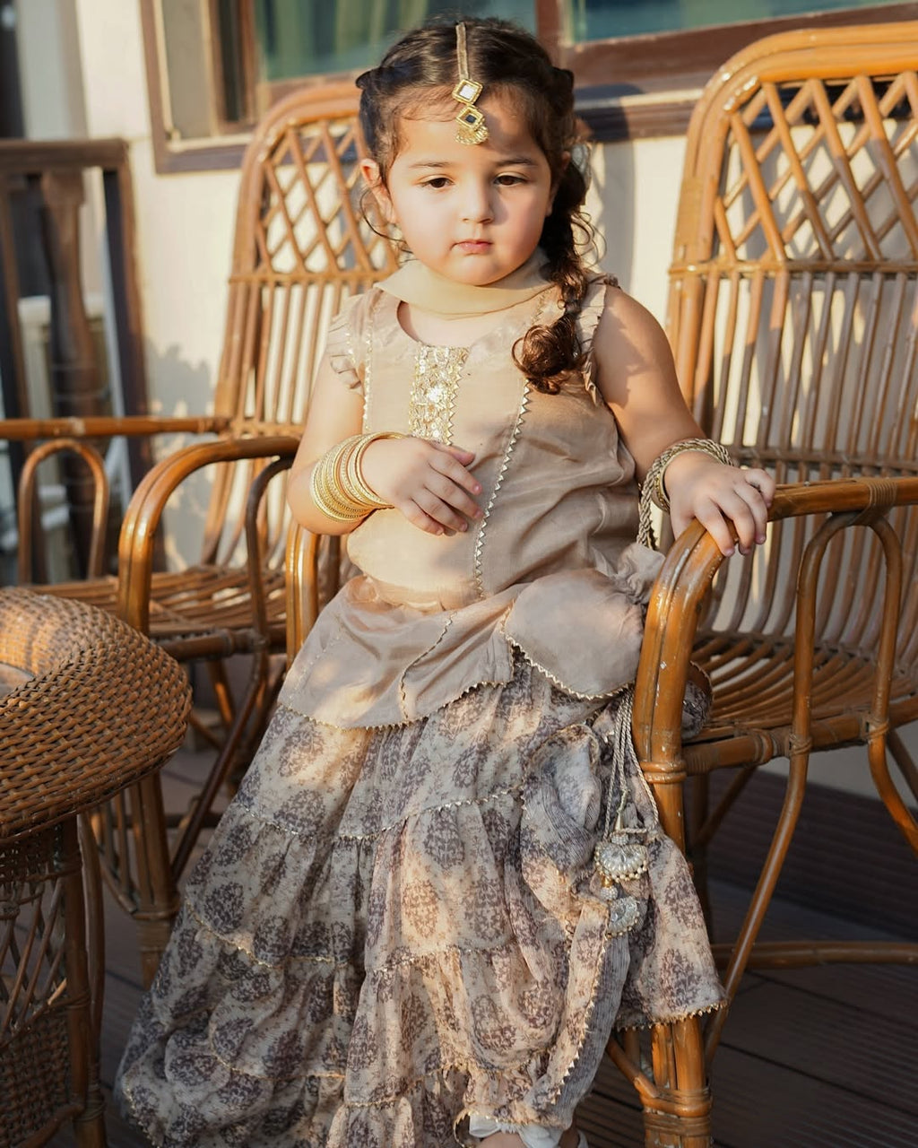 Meher Royal Beige Designer Gharara Set