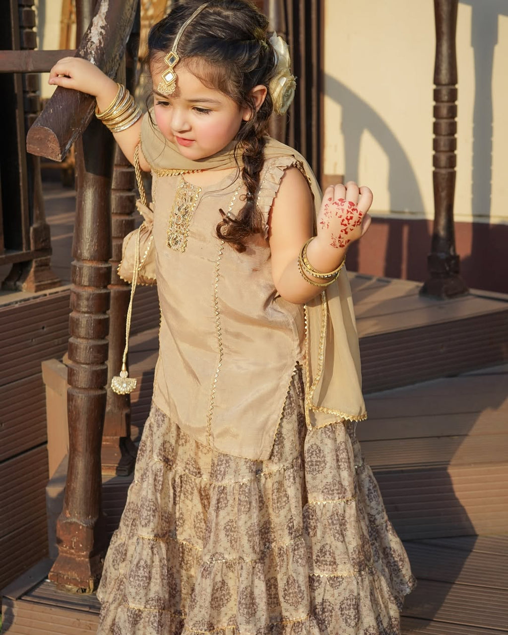 Meher Royal Beige Designer Gharara Set
