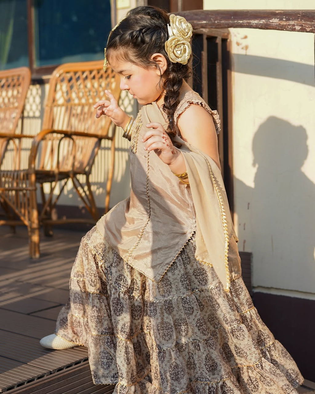 Meher Royal Beige Designer Gharara Set