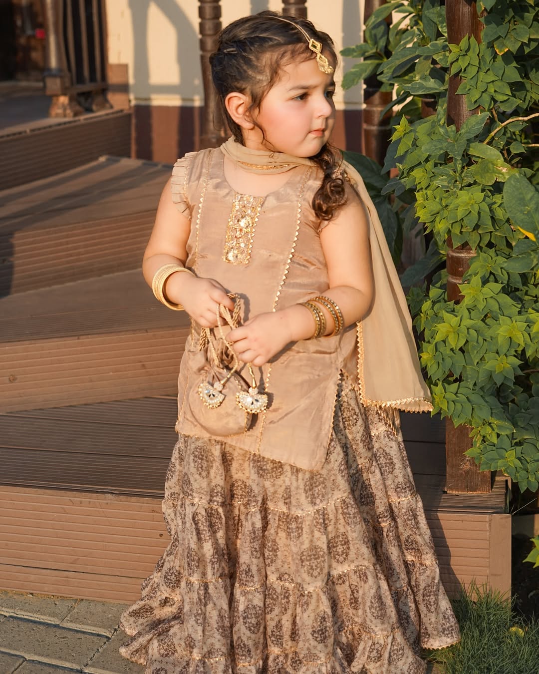 Meher Royal Beige Designer Gharara Set