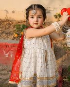 Zarika Royal Ivory & Red Festive Sharara Set