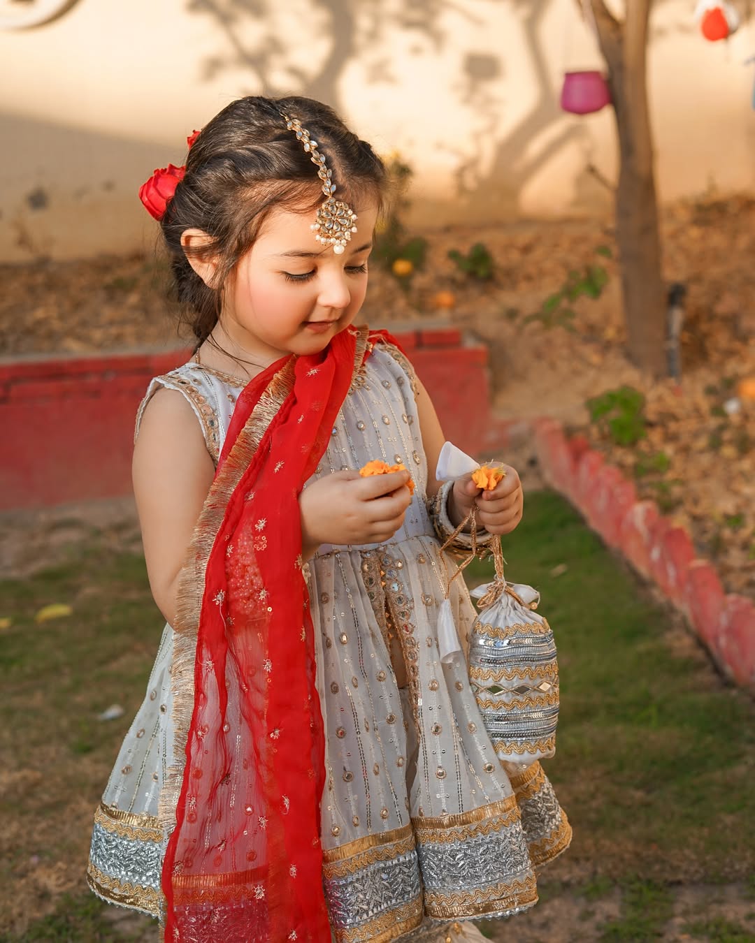 Zarika Royal Ivory & Red Festive Sharara Set