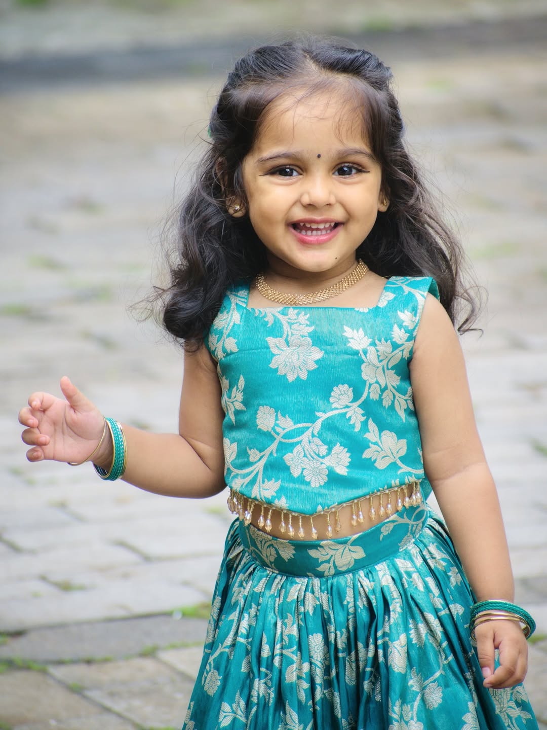 Aarohi Peacock Blue Banarasi Floral Lehenga Set
