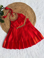 Aarna Royal Red Pleated Lahenga set