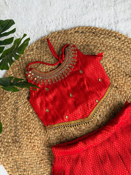 Aarna Royal Red Pleated Lahenga set