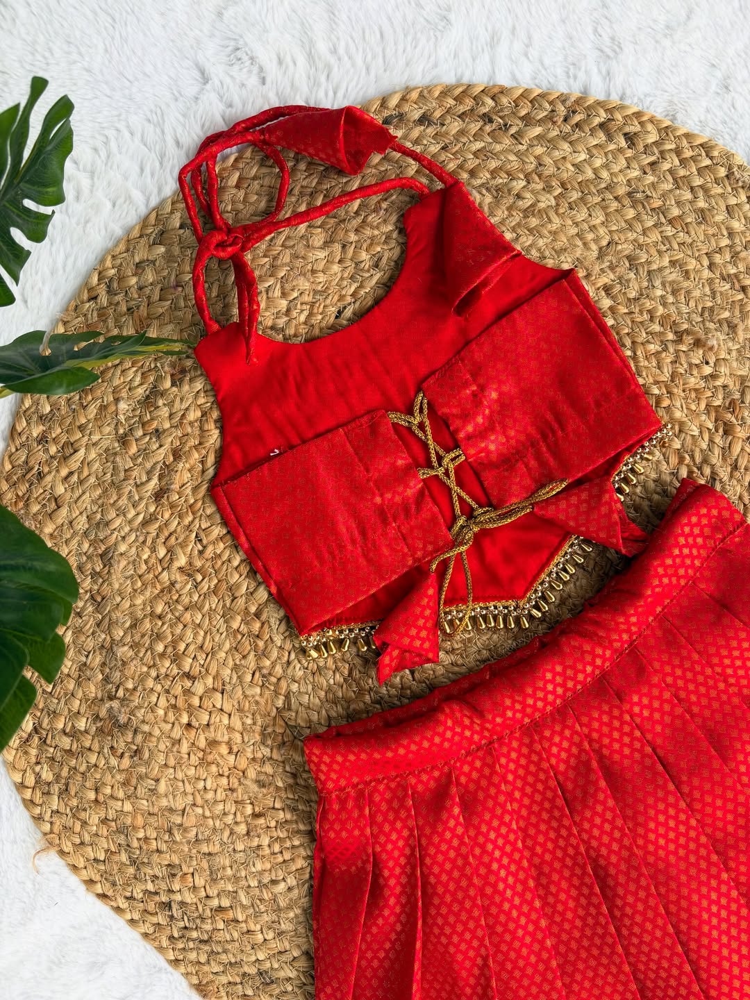 Aarna Royal Red Pleated Lahenga set