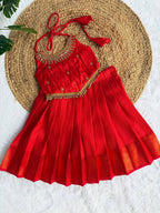 Aarna Royal Red Pleated Lahenga set