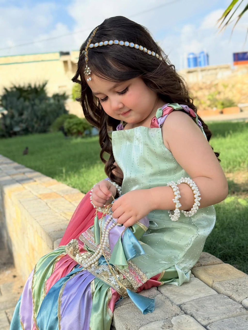 Pastel Kiara Rainbow Sharara Set with Dupatta