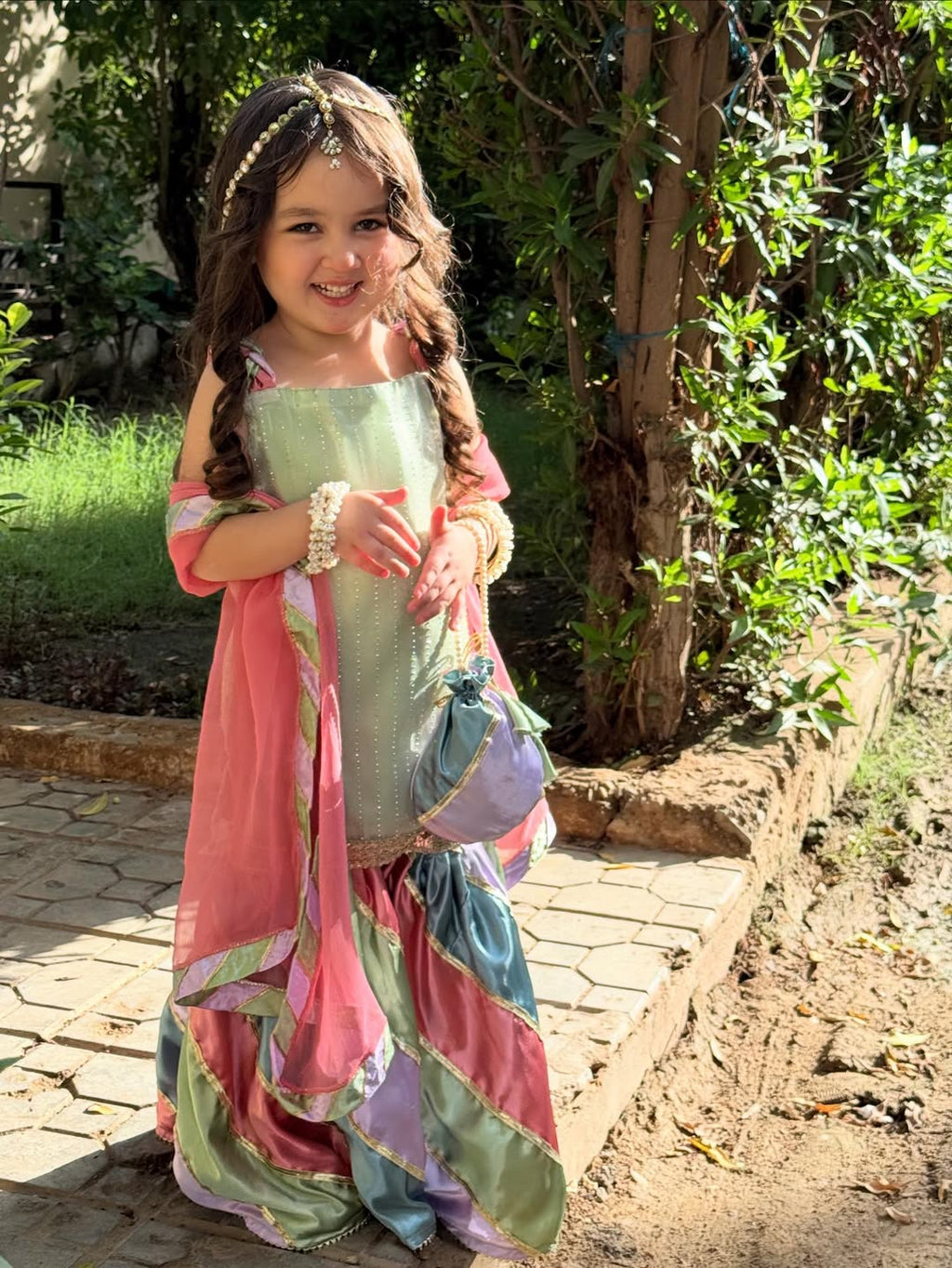 Pastel Kiara Rainbow Sharara Set with Dupatta