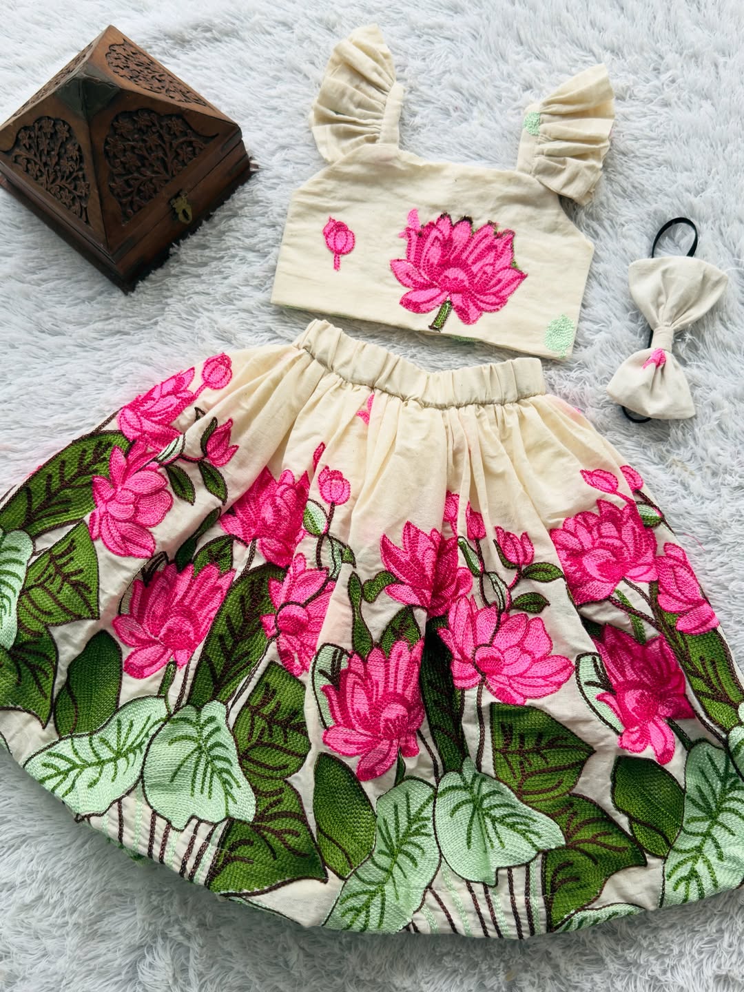 Anvika Lotus Bloom Embroidered Party Dress Set