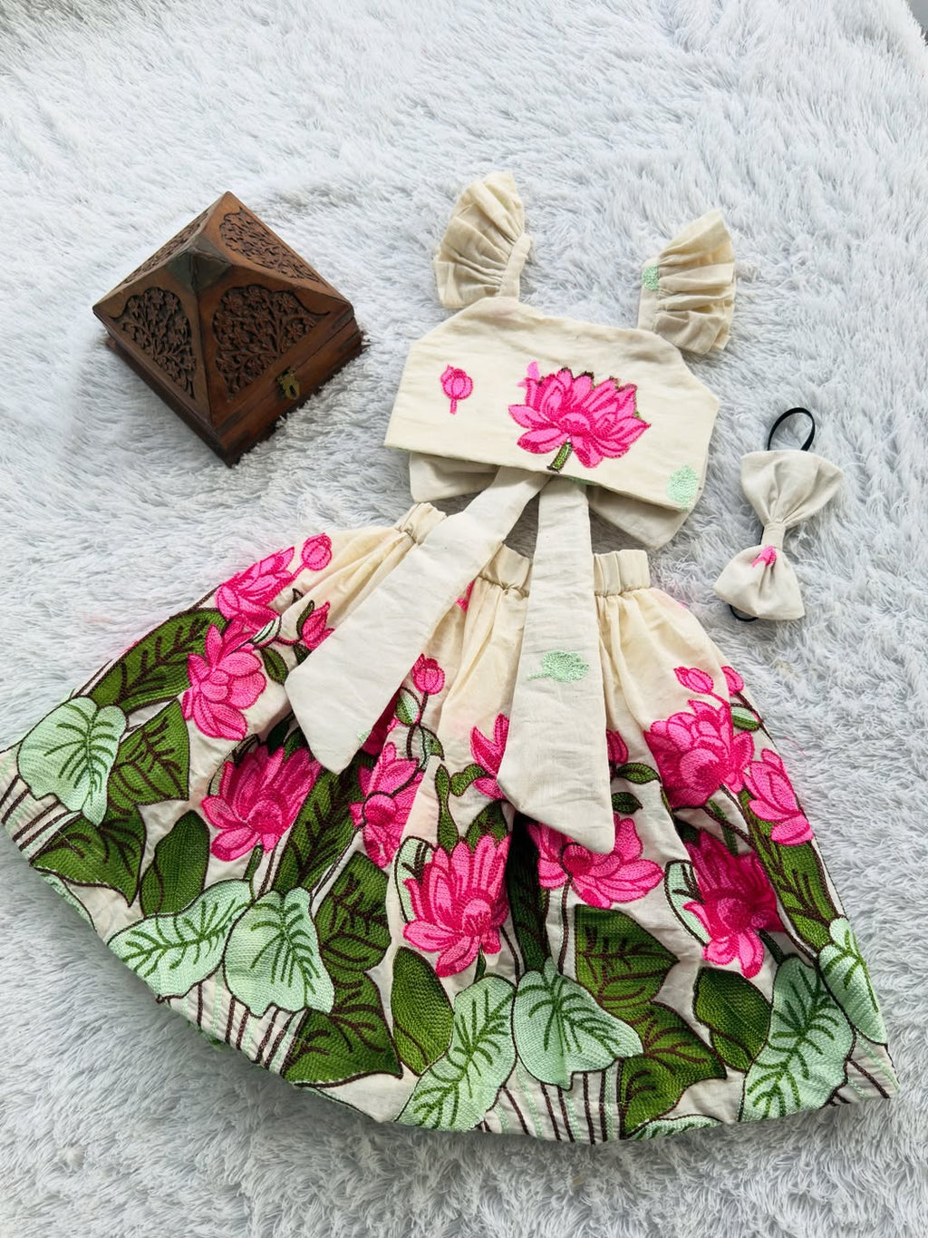 Anvika Lotus Bloom Embroidered Party Dress Set