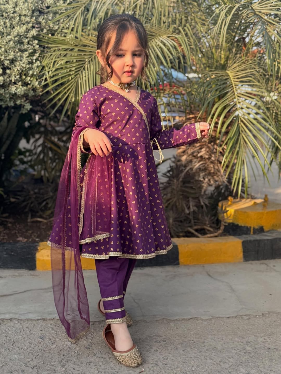 Myra Purple Angrakha Suit Set with Dupatta