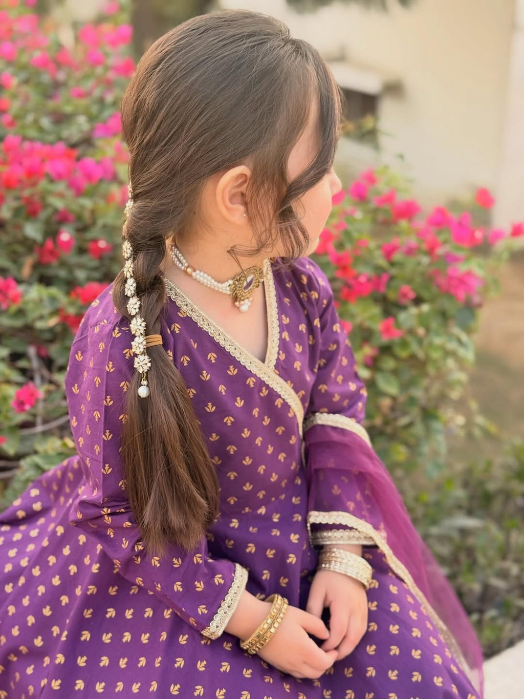 Myra Purple Angrakha Suit Set with Dupatta