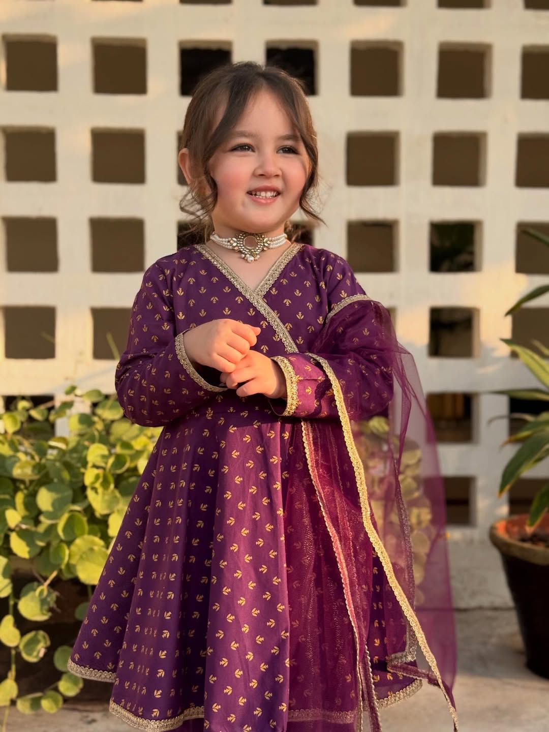 Myra Purple Angrakha Suit Set with Dupatta