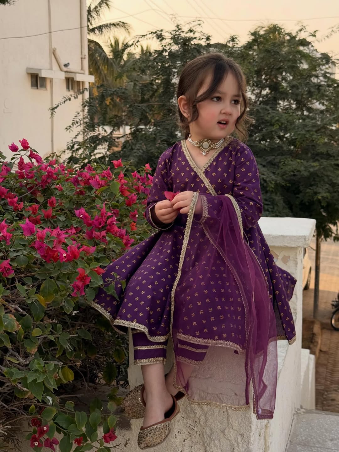 Myra Purple Angrakha Suit Set with Dupatta