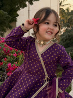 Myra Purple Angrakha Suit Set with Dupatta