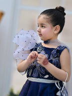 Royal Navy Floral Embroidered Kids Partywear Lehenga