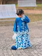 Zoya Royal Blue Floral Sharara Set