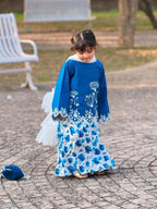 Zoya Royal Blue Floral Sharara Set