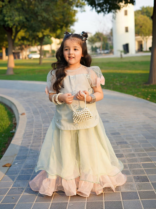 Kiara Mint Blossom Designer Sharara Set