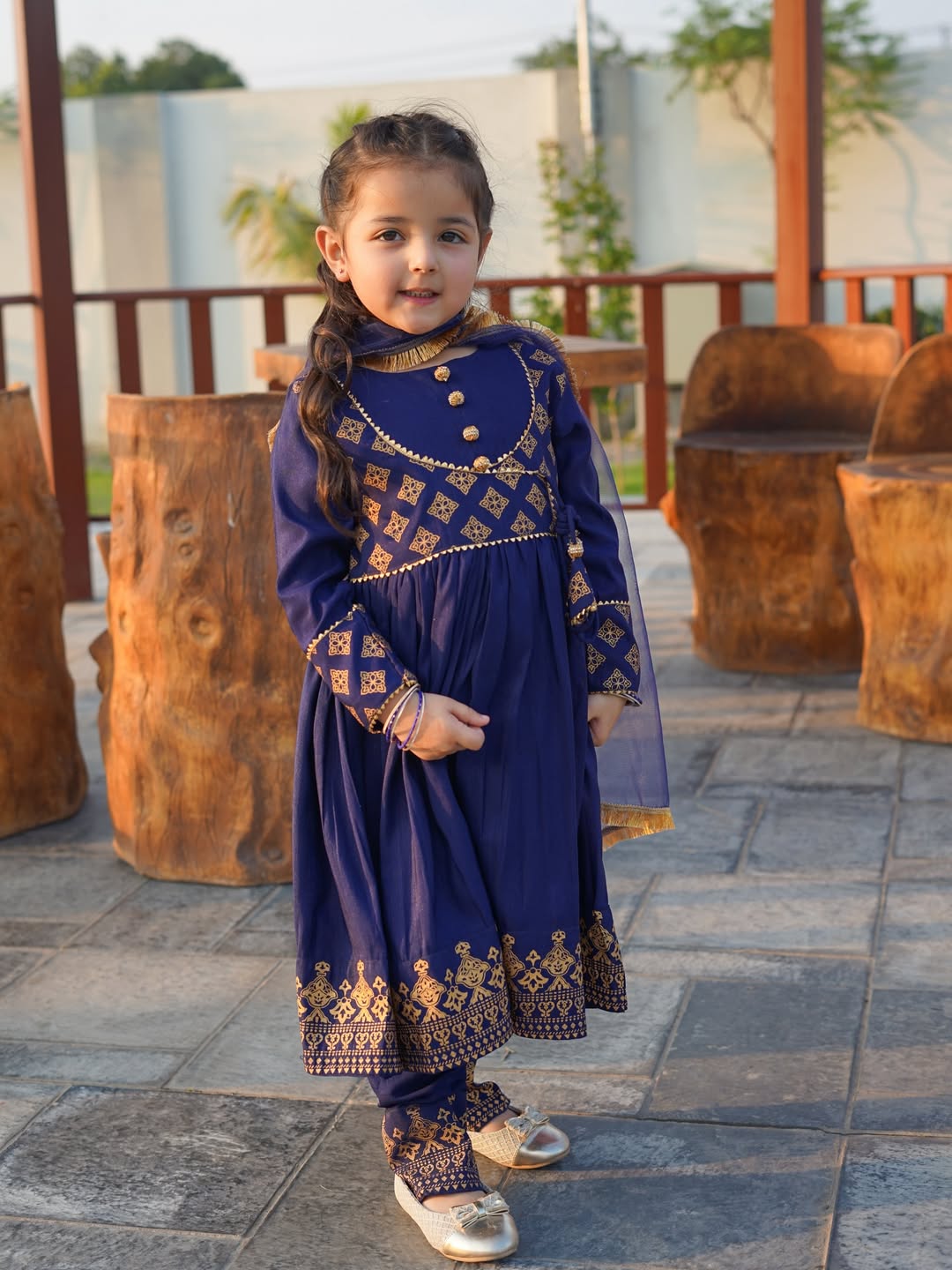 Royal Blue Princess Anarkali Set