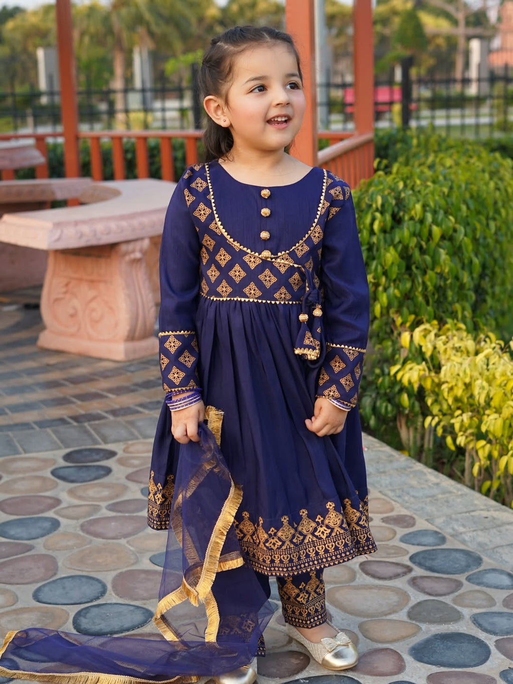 Royal Blue Princess Anarkali Set