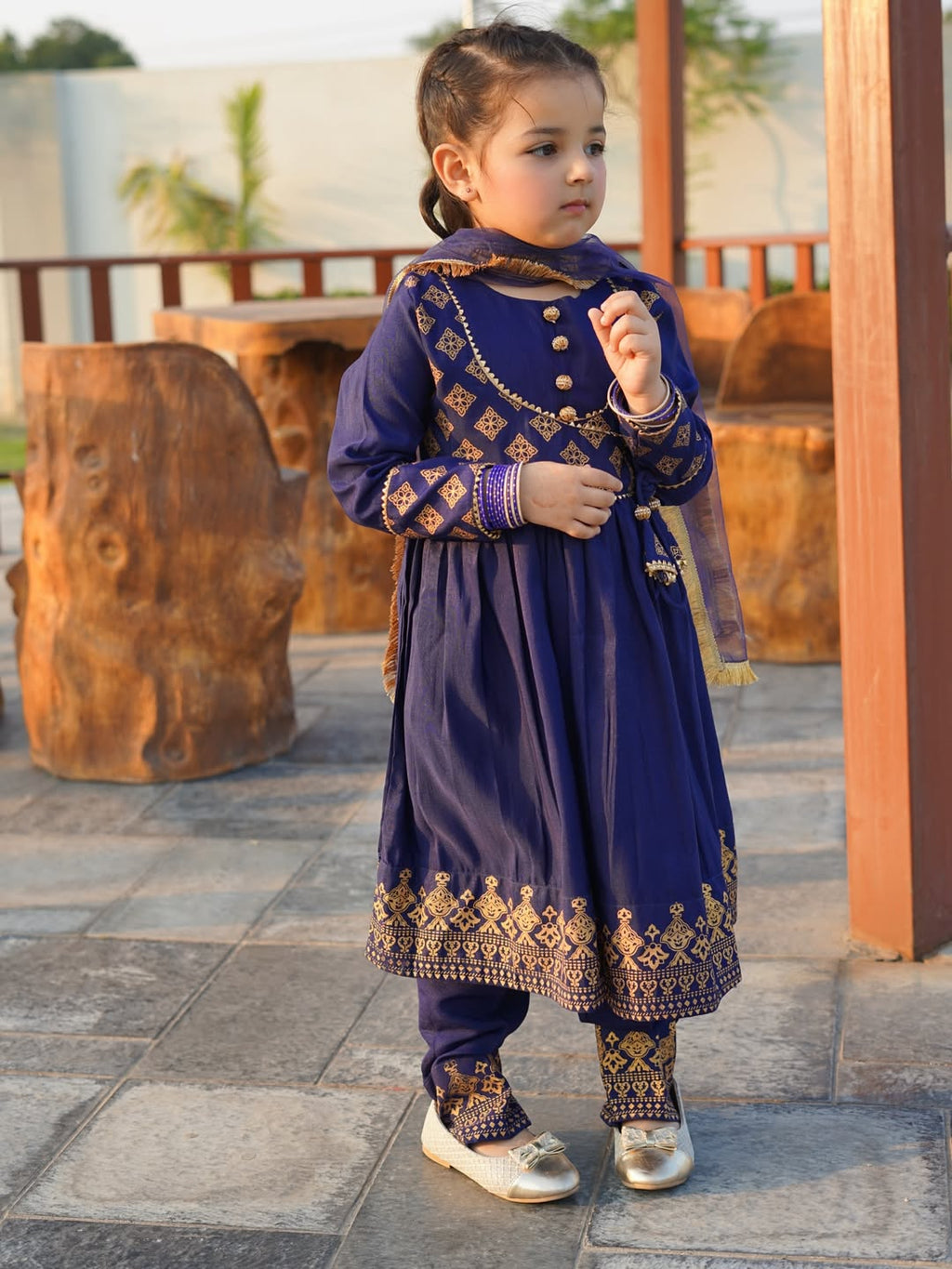 Royal Blue Princess Anarkali Set