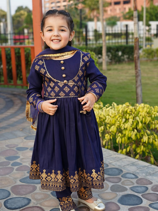 Royal Blue Princess Anarkali Set