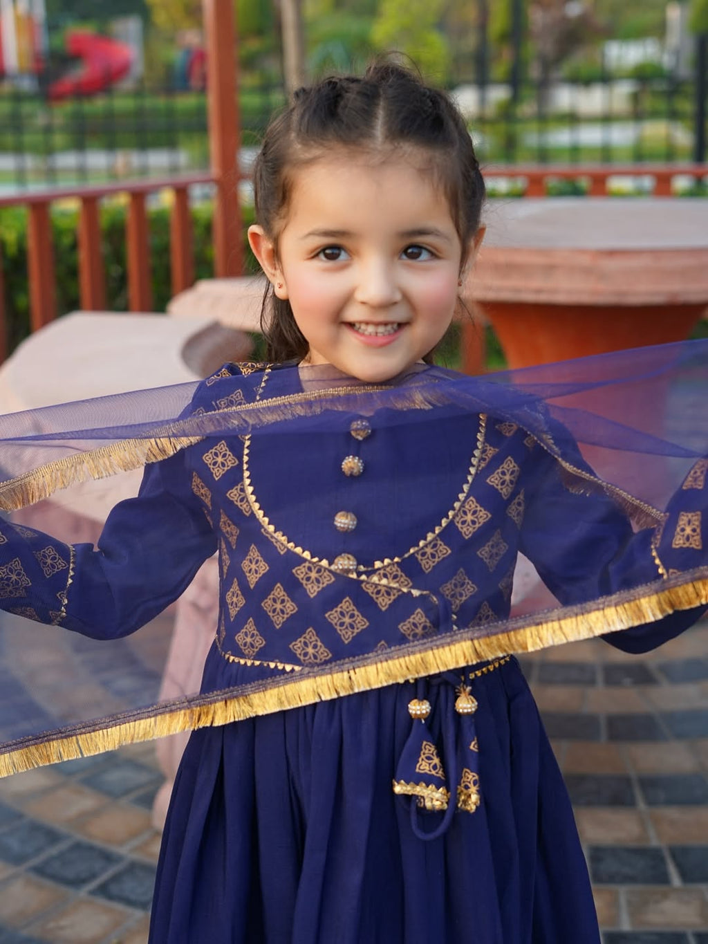 Royal Blue Princess Anarkali Set