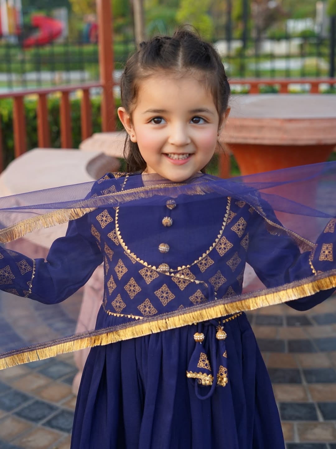 Royal Blue Princess Anarkali Set