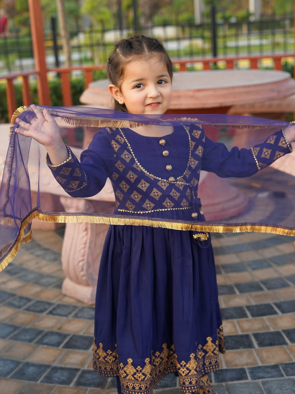 Royal Blue Princess Anarkali Set