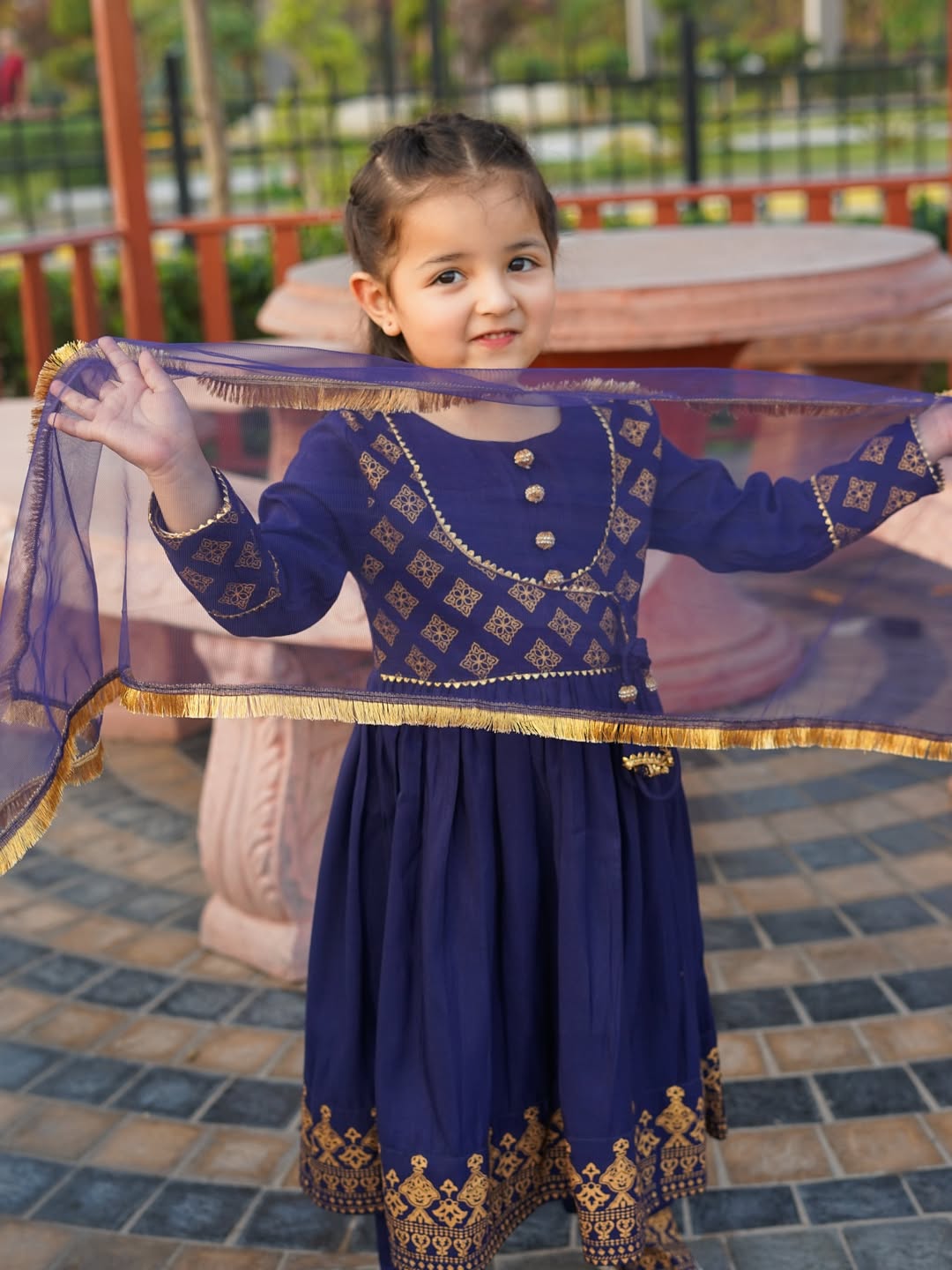 Royal Blue Princess Anarkali Set