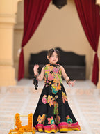 Black Avni Floral Princess Lehenga Set