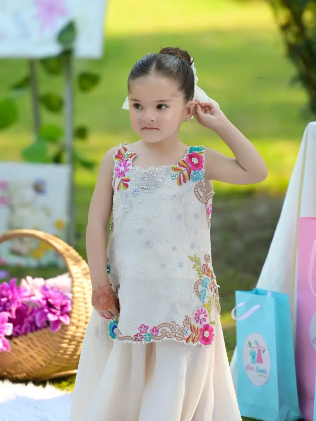 Myra Ivory Blossom Sharara Set